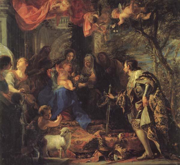 COELLO, Claudio The Adoration of the Holy Family by St.Louis.King of France,and Othe Saints oil painting picture